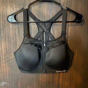 Victoria Sport Incredible Knockout Front Zip Sports Bra Black 36D Strappy Back